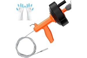 BACEYIOU Drain Snake, Drain Auger with Drill Adaptor, 25 Feet Plumbing Snake Auto Feed Flexible Hair Drain Clog Remover for Kitchen, Bathrom and Shower Sink with Gloves