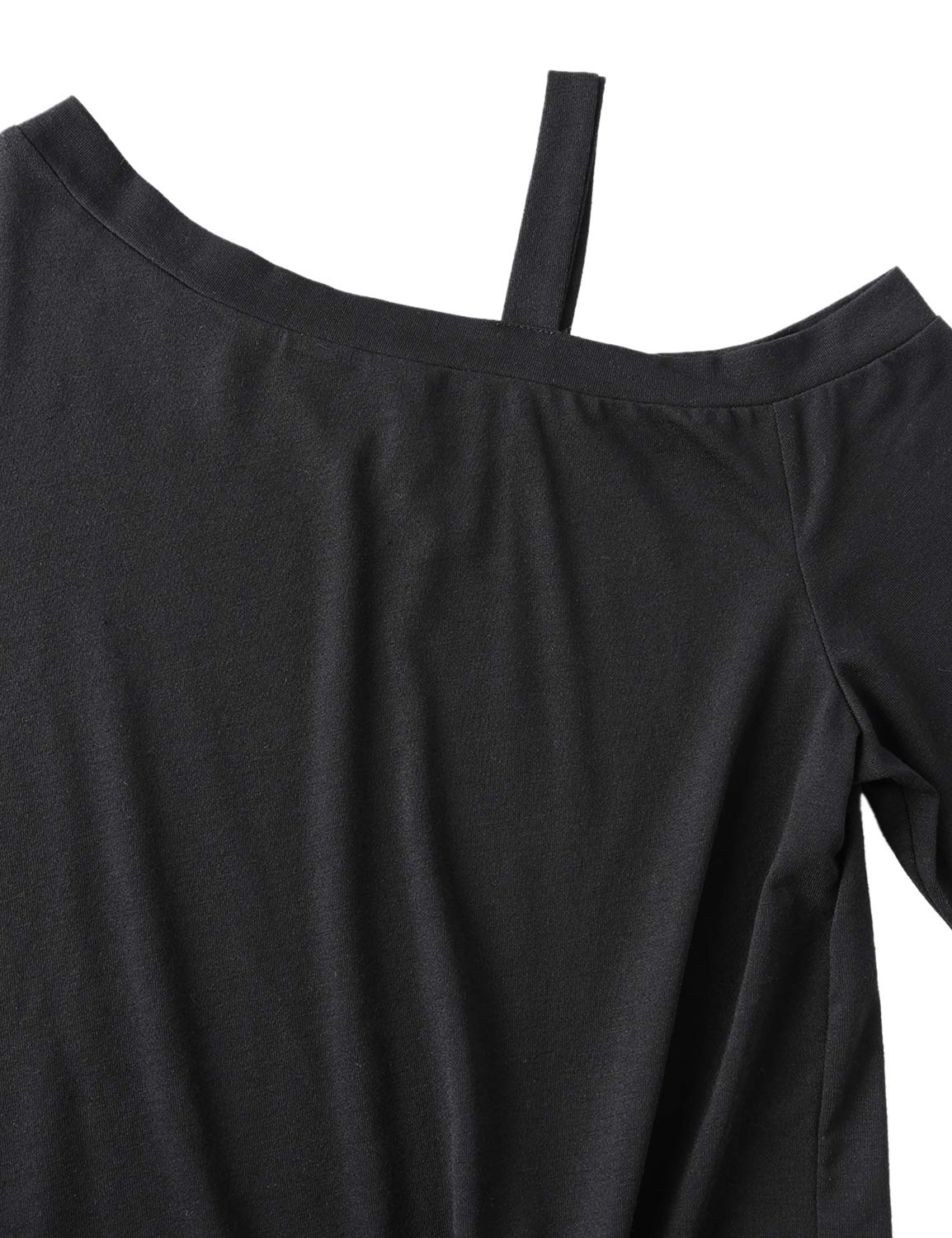 bmjl Women\'s One Off The Shoulder Blouse Knotted Loose Top Tees