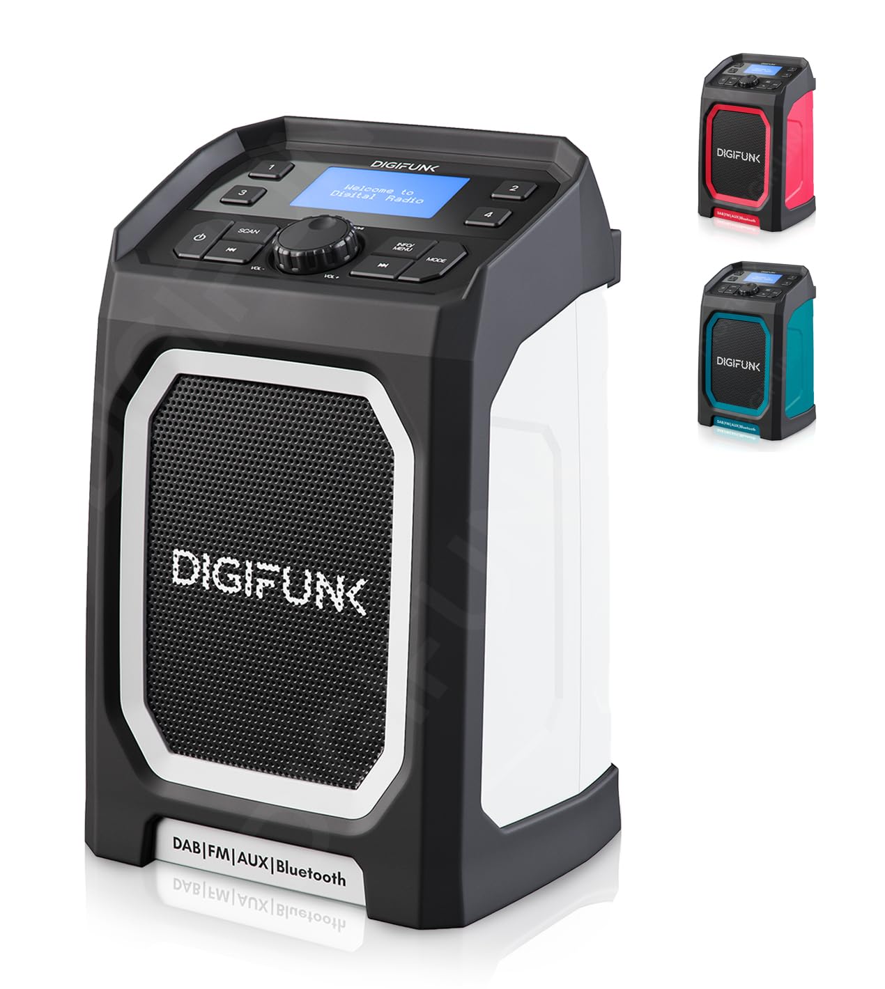 DigiFunk Work Site Radio | USB Rechargeable | DAB+, DAB, FM, Bluetooth, AUX Input | IP65 Waterproof Rugged Durable Design | Perfect for Builders, Outdoors, Warehouse, Garage, DIYer, Shed