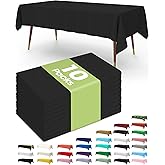 Pureegg Plastic Table Cloth Disposable 10 Pack, 54 x 108 Inch Table Cloths, Halloween Party Decorations, Summerween Decor, Halloween Tablecloths, Rectangle, Plastic Cover, Leakproof & Sturdy, Black