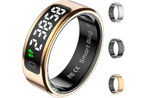 EMERHOME Smart Ring for Women with Display Screen, Sleep Ring for Men with Heart Rate, Fitness Tracker/Step tracker for Activity Monitoring/Steps/Calories,Wireless Charging, for iOS Android (RoseGold,8#)