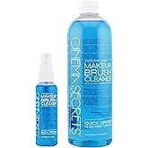 Cinema Secrets Original Blue Vanilla Makeup Brush Cleaner Solution & Spray Combo - Professional Cleanser for Makeup Brushes - Quick-Drying & Rinse-Free - Removes Built-Up Make Up (16 fl oz & 2 fl oz)