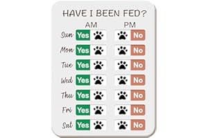 ELITESIGN Dog Feeding Reminder, Dog Fed Sign Tracker -Daily Am/Pm Chart Slider Sign for Pet Fed and Pill Reminder, Easy to Use On Fridge Or Wall with Adhesive and Magnet,Pet Supplies