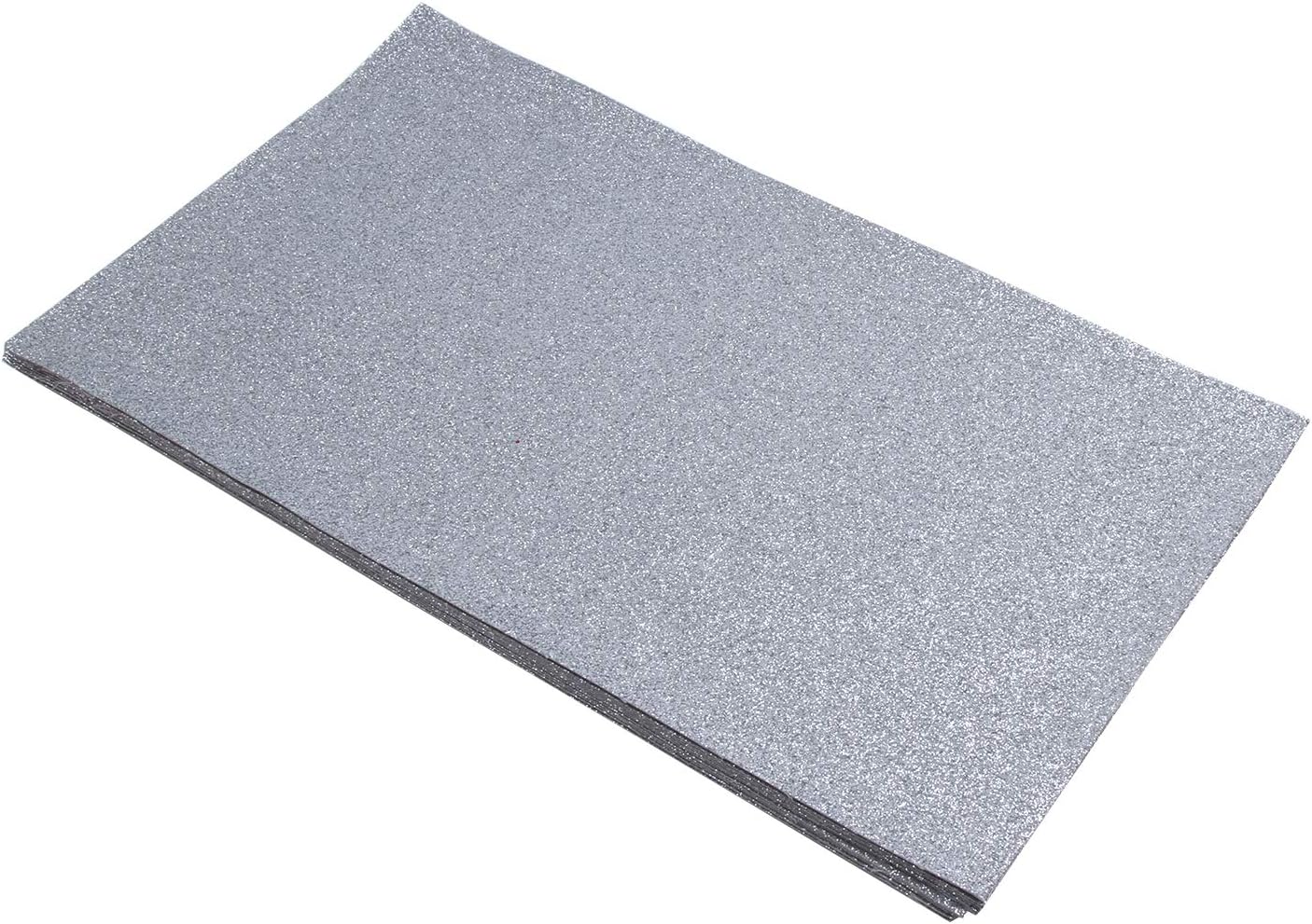 Shine Glitter Sheet Fabrics Back Stiff DIY Craft 12 Pack 8 x13 Inch (Silver)
