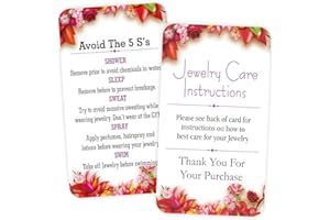 PARTH IMPEX Jewelry Care Instruction Cards - (Pack of 100) 3.5" x 2" Thank You Package Insert for Jewelry Cleaning Customer Directions - Floral