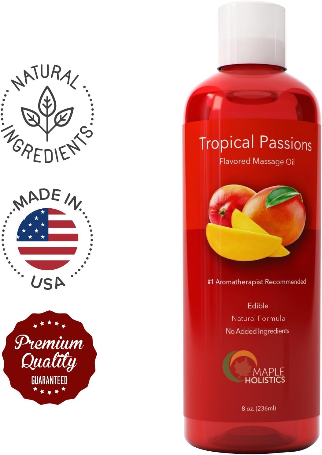 Natural Edible Massage Oil for Sensual Massage - Therapeutic Body Oil Skin Moisturizer for Glowing Skin - Anti Aging Skin Care with Nourishing Coconut Oil Sweet Almond Vitamin E and Jojoba Oil: Health & Personal Care