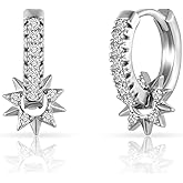 Kyerlyn Small Dainty Huggie Hoop Earrings 14K Gold Hypoallergenic Cubic Zirconia Earring for Women Silver Jewelry for Women