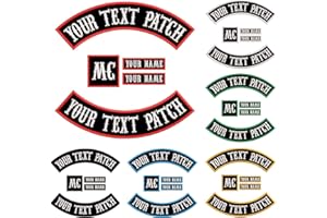 DIYEMB 5 Pack Custom Embroidered Biker Patches, Personalized Embroidery Rocker Patch Rider Motorcycle Patches for Veterans Ve