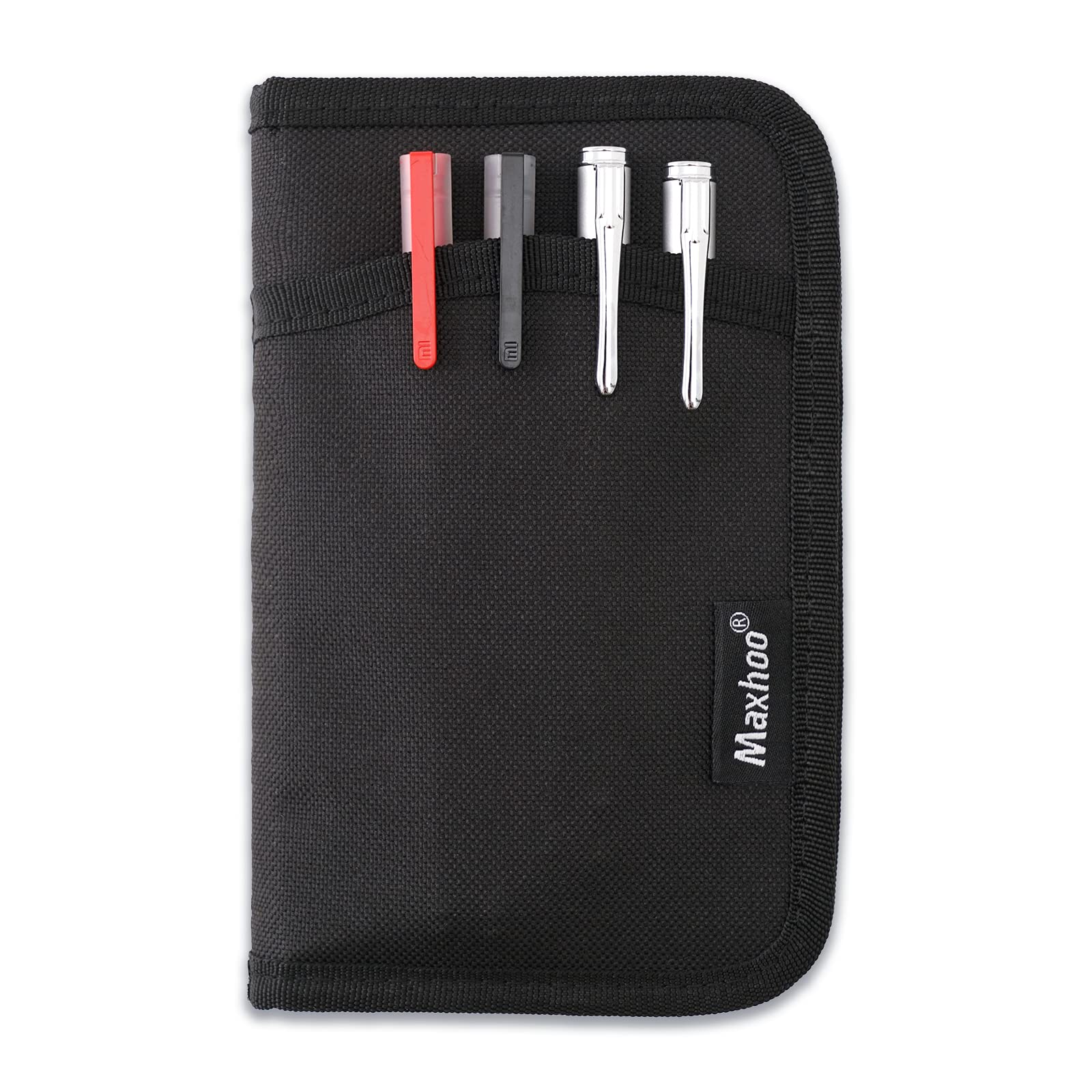 Photo 1 of Maxhoo Journal Cover for Field Notes Notebooks, Pocket Notebook Cover for Moleskine Cahier 3.5 x 5.5, Journal Notebook Planner Sketchbook Cover with Zipper Pen Holder (Black)