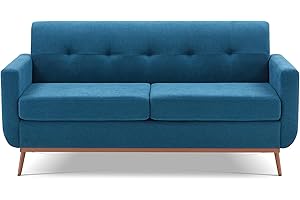 Weture 65" Loveseat Sofa, Mid Century Modern Love Seat Couches for Living Room, Comfy Upholstered Sofa Couch for Bedroom, Tufted Design 2 Seater Love Seat Sofa for Small Spaces (Linen-Blue)