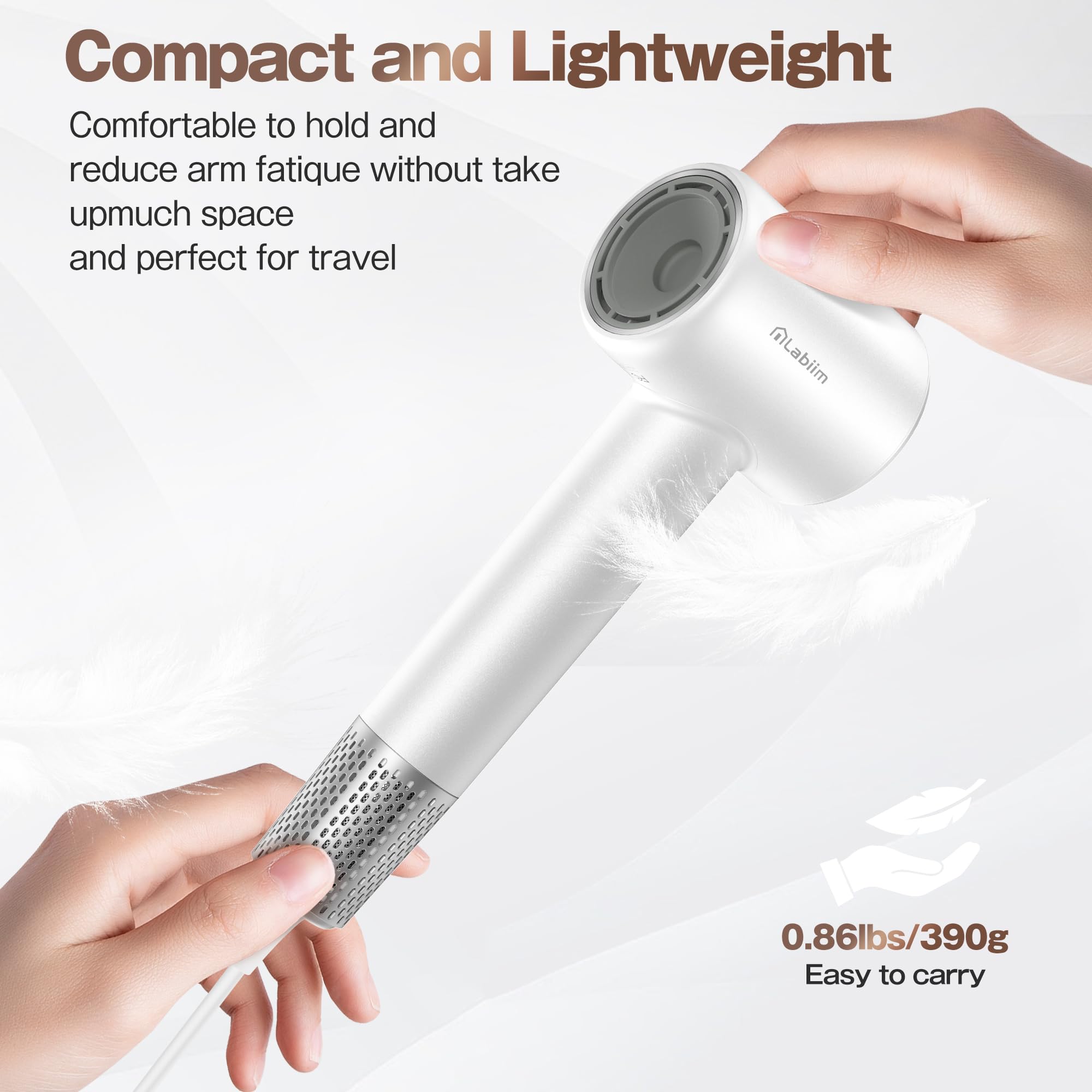 Hair Dryer, High-Speed Ionic Low Noise Blow Dryer with Brushless Motor for Fast Drying, Thermo-Control Quiet Compact Hair Blow Dryer, Hairdryer with 1 Nozzle Attachments for Home Salon Travel