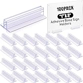 Fulmoon 100 Pcs Sign Holder, Adhesive Base Sign Holders Multiple Uses for Counters, Warehouses, Base Holders with Strong Adhesive (1*3in)