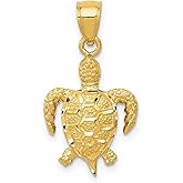 14k Yellow Gold Diamond-Cut Turtle Pendant - Elegant Gold Pendant for Sea Life Lovers - Classic Sea Turtle Jewelry for Women and Men - Classic Ocean Jewelry