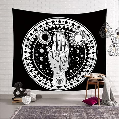Hanshi Wandteppich Indisch Und Bohmisch Stil Aus Polyster Schone Dekoration Sonne Mond Naturlich Geheimnisvoll Gefuhl Verschieden Motiv Zu Wahlen Hyc44 9 150 X 130 Cm Amazon De Kuche Haushalt