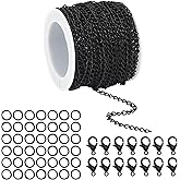 Forise 30 Feet Necklace Chains 3mm Twisted Links Chain for DIY Jewelry Making,Necklace Chains Set with 20Pcs Lobster Clasps 50Pcs Jump Rings