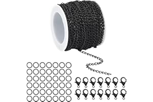 Forise 30 Feet Necklace Chains 3mm Twisted Links Chain for DIY Jewelry Making,Necklace Chains Set with 20Pcs Lobster Clasps 50Pcs Jump Rings