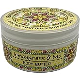 Greenwich Bay Trading Company, Lemongrass and Tea, Shea and Cocoa Butter Body Butter - From the Garden Collection - 8 Ounce Tub