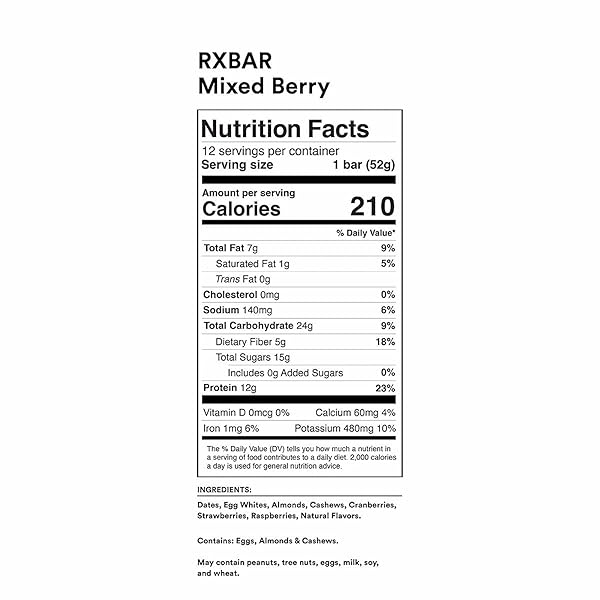 RXBAR PROTEIN BARS, PROTEIN SNACK, SNACK BARS, MIXED BERRY, 12 COUNT (PACK OF 1)