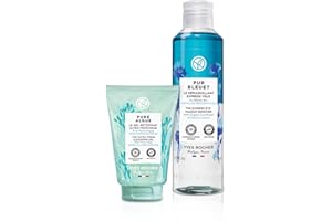 Yves Rocher Gift Set Cleansing Duo, 2-piece (Pur Bleuet Express Eye Makeup Remover 200ml, Pure Algue Ultra-fresh Cleansing Ge