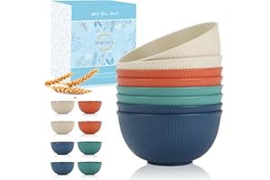 Wrova Wheat Straw Bowl Sets,8 PCS Unbreakable Cereal Bowl 26 OZ,Microwave and Dishwasher Safe Bowls,Alternative Plastic Bowls for Apartment,Dorm,Camping,RV,Party, Spring Series