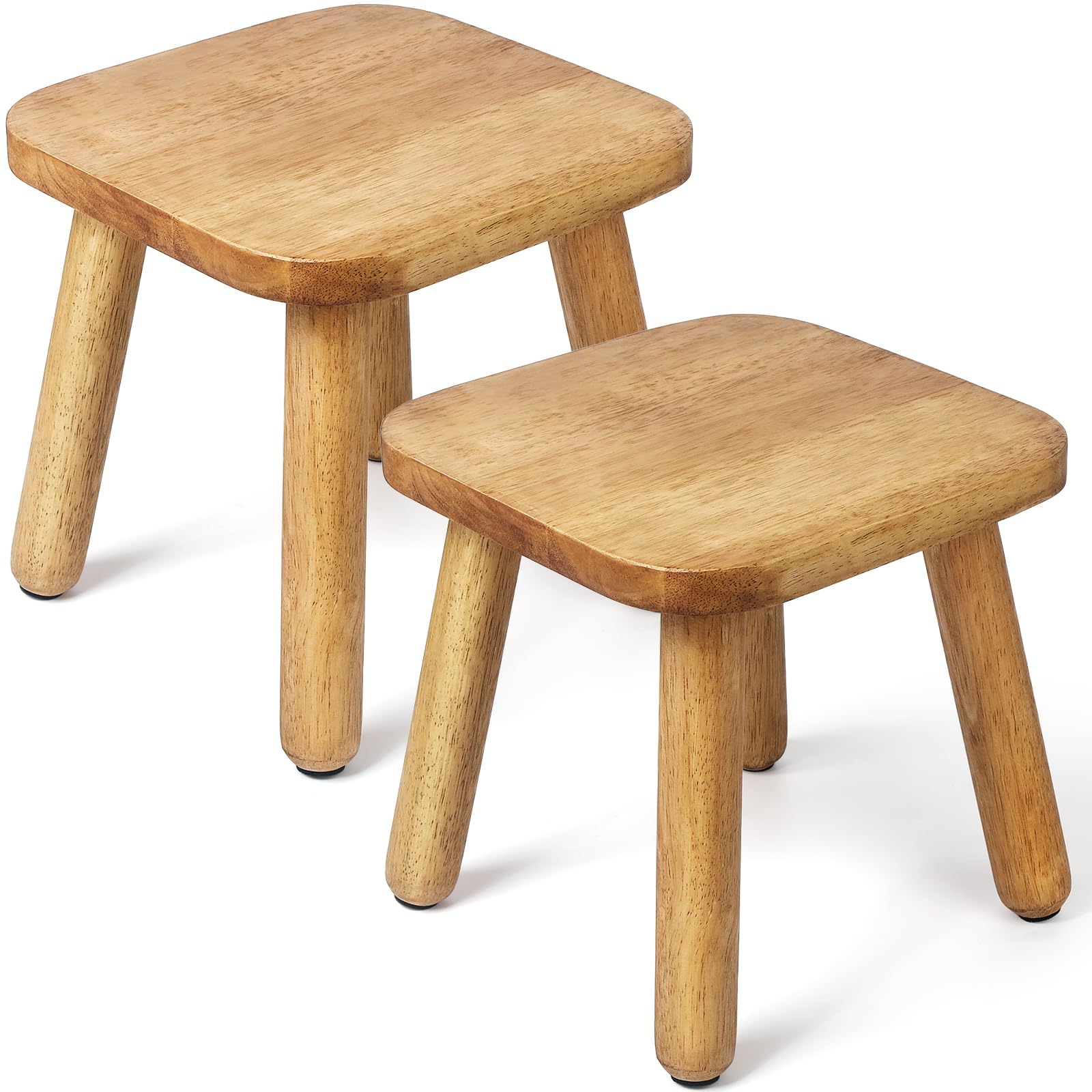 Photo 1 of 2 Pack Wooden Stool, Plant Stools, Kids Stools for Adults Step Stool for with Four Detachable and Assembled Legs(Classic 9.3inch)-Walnut