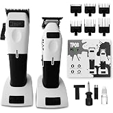 TPOB Play Professional Hair Clippers for Men &mdash; 7500 RPM Barber Clipper with Rubber Grips, Cordless Rechargeable Hair Cutting Kit for Fades, Tapers &amp; Home Haircuts (White)