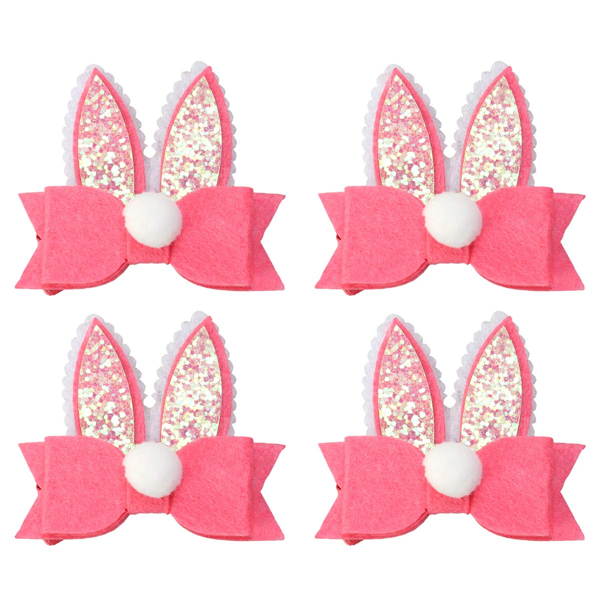 Lurrose 4pcs Rabbit Ear Hair Clips Bowknot Hairpins Adorable Headdress Easter Party Headwear for Kids Children