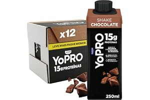 YoPRO Bebida Láctea UHT Chocolate Líquida Caixinha 250ml - 15g de Proteínas - Sem Lactose - Pack com 12 Unidades