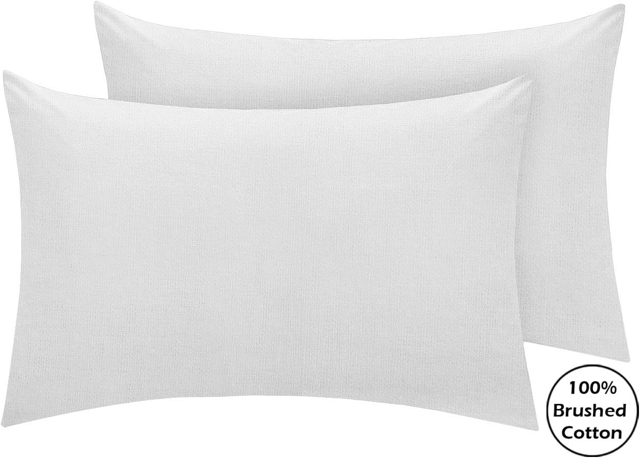 Linen Zone 100 Brushed Cotton Flannelette 14 Colours, White 2 Pillow