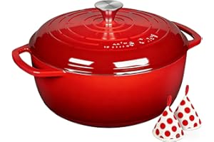 Umite Chef 6QT Enameled Cast Iron Dutch Oven with Lid, Versatile Heavy-Duty Cookware Pot for Baking Bread, Braising, Soups & 
