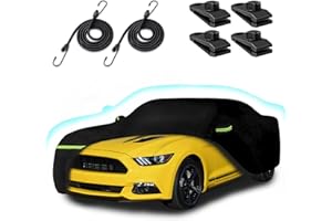 BETERNY Car Covers for 1994-2024 Ford Mustang, Waterproof All-Weather Full Car Cover with Windproof Gust Strap and Zipper Door for 1994-2024 Mustang GT/Cobra/Shelby/Bullitt/ECOBOOST