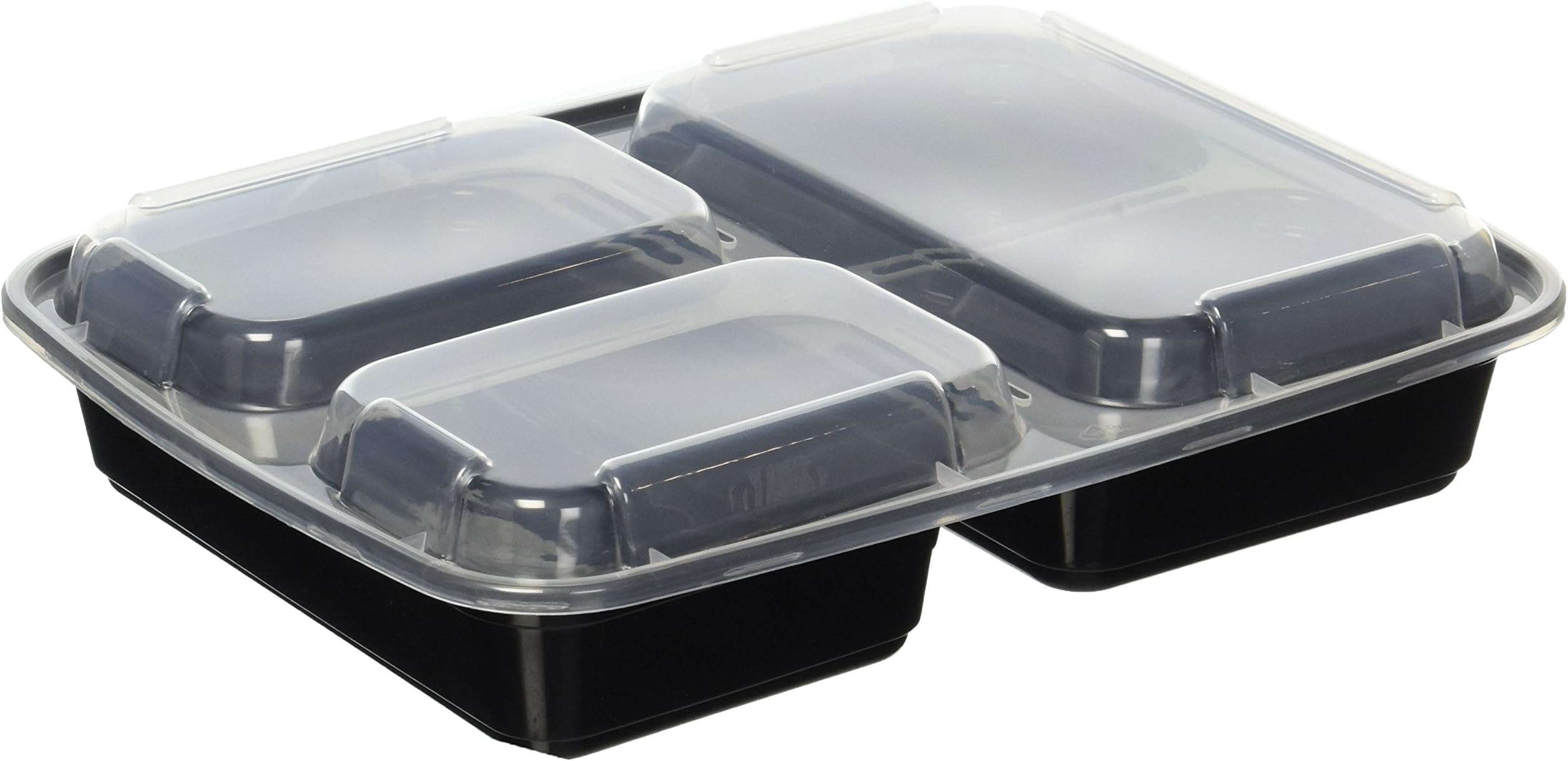 Meal Prep Containers with 3 Compartments - Portion Control, BPA-Free, Reusable, Microwave Safe Bento-Style Boxes, Set of 10
