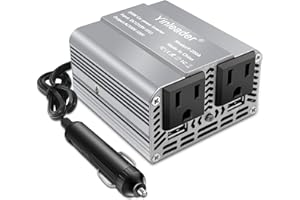 Yinleader 200W Car Power Inverter DC 12V to 110V AC Car Plug Adapter with Dual 3.1A USB Ports and 2 AC Outlets, Cigarette Lighter Adapter, Grey
