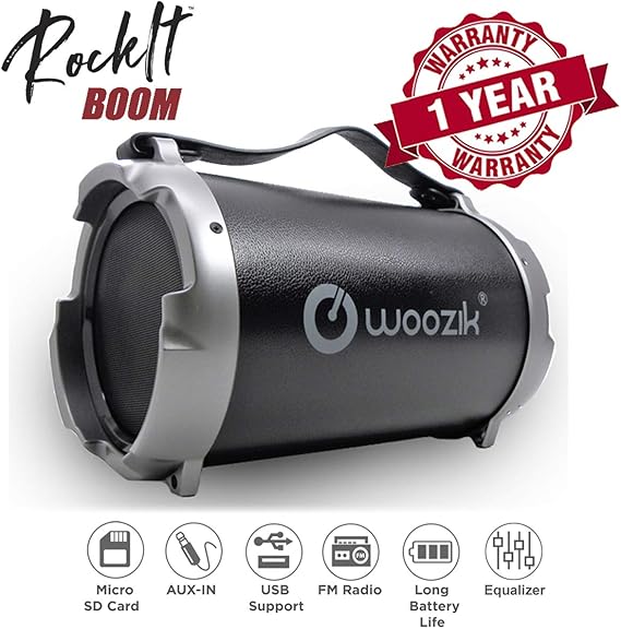 USB LED Woozik Rockit Play Bluetooth Speaker 5.0 Wireless Loud Boombox
