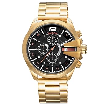 SKONE Unique Watches for Men Waterproof Chronograph Quartz Military Stainless Steel Mens Clearance Relogio�