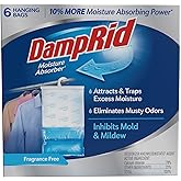 DampRid Fragrance Free Hanging Moisture Absorber, 15.4 oz., 6 Pack - Eliminates Musty Odors for Fresher Air, Ideal Moisture Absorbers for Closet, 10% More Moisture Absorbing Power*