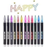 Super Squiggles Outline Markers,12 Color Doodle Shimmer Marker Set, Doodle Dazzle Markers, Glitter Outline Markers Pens…