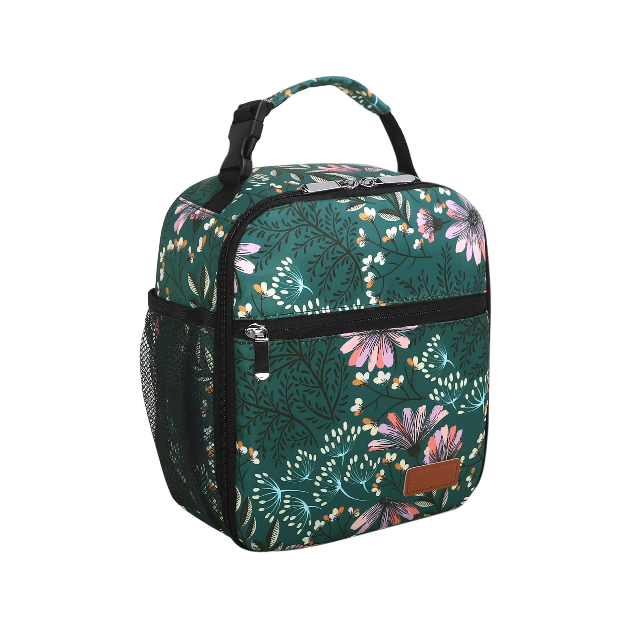 Photo 1 of Lunch Box for Men Women Adults Small Lunch Bag for Office Work Picnic - Reusable Portable Lunchbox, Malachite Green Flower