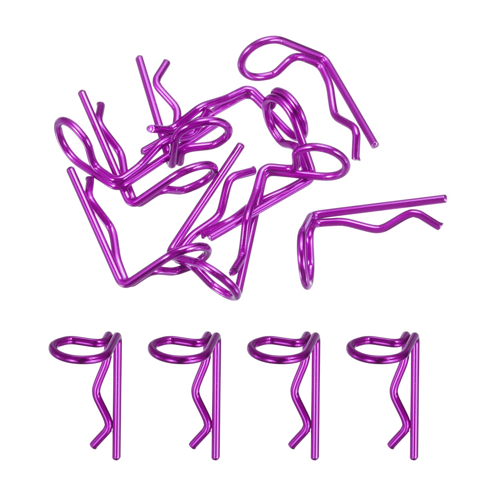 sourcing map 10pcs 90-Degree Angle RC Body Clips Bent Springy R Pins 20x1.2x9mm for All 1/8 1/10 1/12 Scale Model RC Car Crawler Truck,Shell Replacement Parts(Purple)