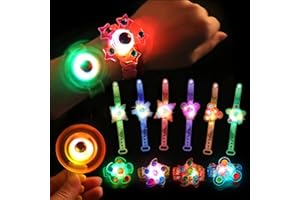 AIRNEY 50 PCS LED Spinner Bracelets Light Up Party Favors For Kids 4-8-12, Glow Bracelet Glow in The Dark Party Supplies Light Up Toys, Classroom Kids Prizes Goodie Bag Stuffers, Easter Egg Fillers Gift (50)