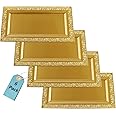 Yumchikel-Decorative Plastic Serving Tray & Platter Set (6 pk)-Gold & lace Rim Serving Trays & Platters for Food - Weddings, Upscale Parties, Dessert Table, Cupcake Display - 14"x7.5" inches
