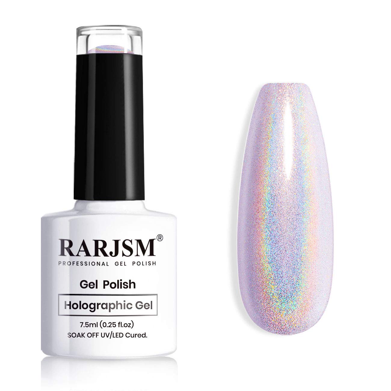 RARJSM Holographic Nail Polish Gorgeous Glossy Holographic Soak off 1PCS 7.5ML Light Purple Nail Polish Led Lamp Required for Nail Art Design RAR68