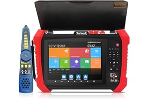 Rsrteng CCTV Tester 8K 32MP 12MP IP Camera Test POE++ Max 90W POE Camera Tester 8MP TVI/CVI/AHD/SDI/CVBS DMM TDR WiFi Network Tools Cable Tester 2CH SFP Port HD VGA