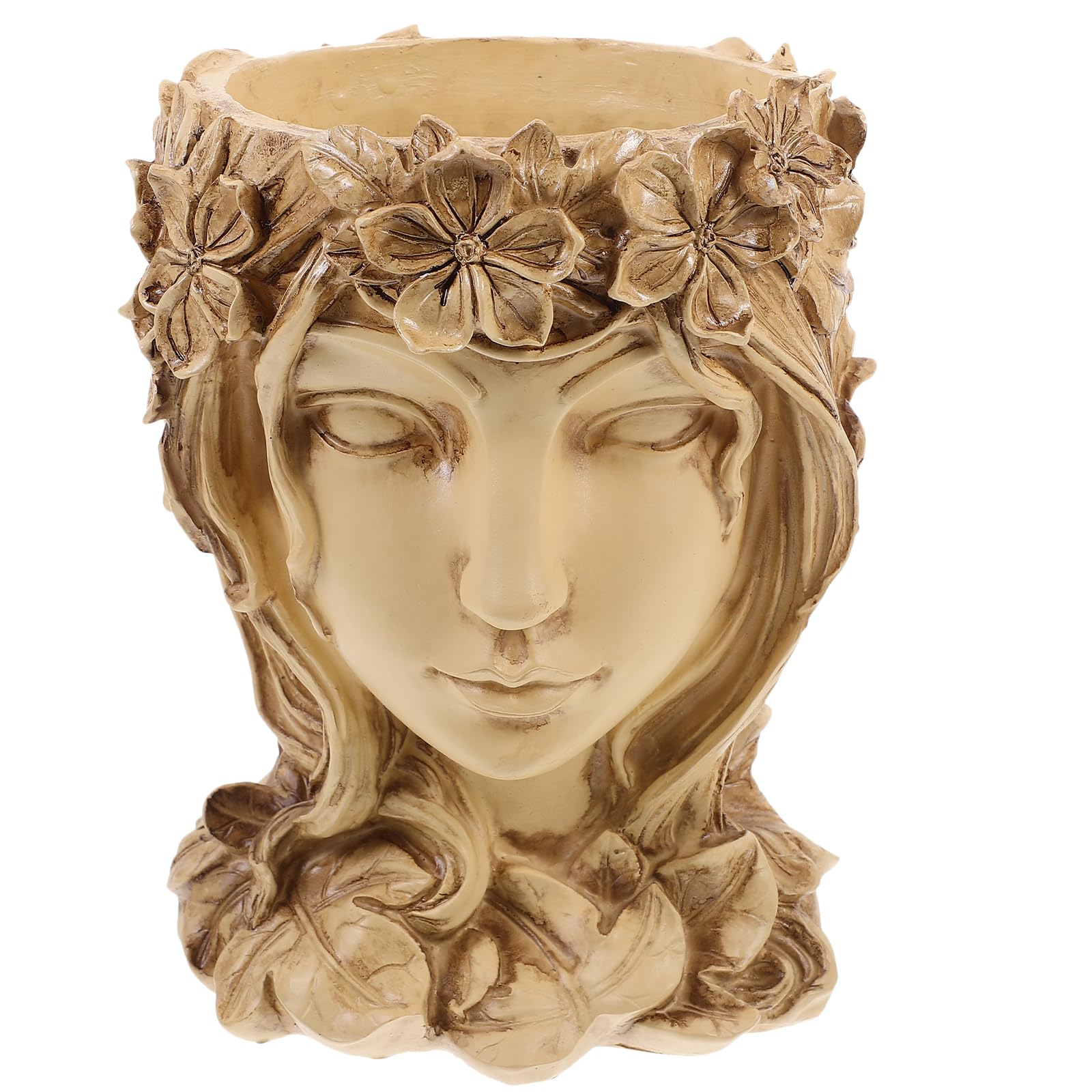 Holibanna Girl Succulent Planter Resin Flower Pot Unique Decorative Plant Pot for Indoor Outdoor Garden Home Office Display