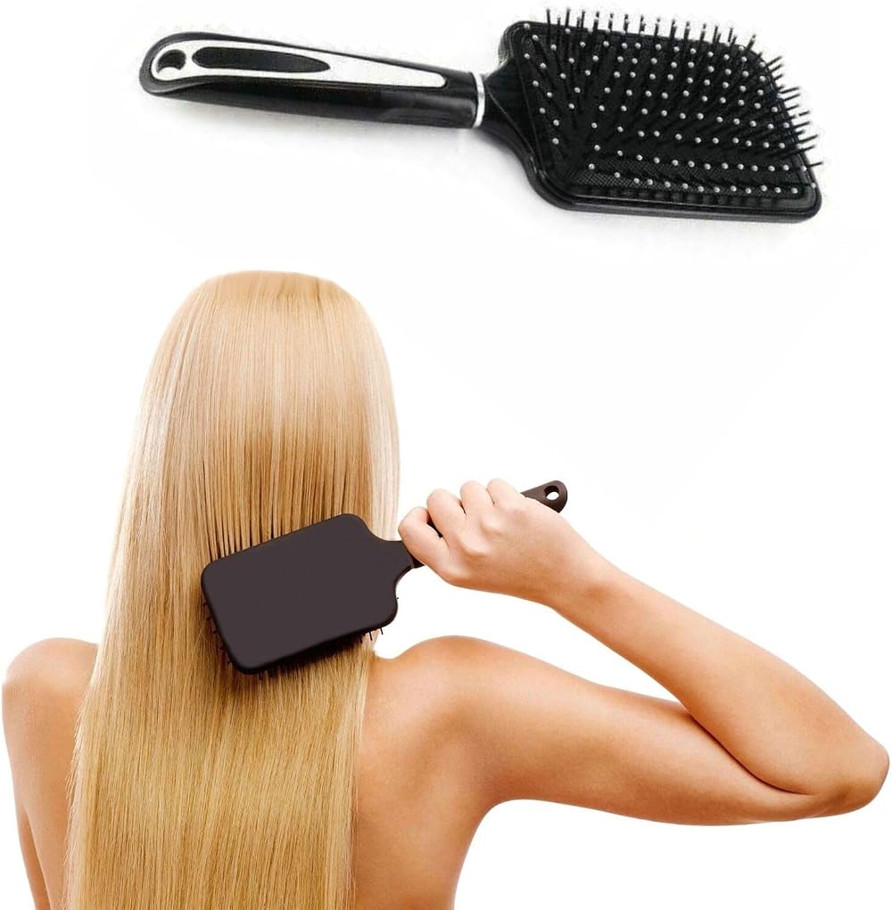 Be Charmed Large Black Paddle Detangler Brush Curly Thick Wet Dry Nylon Bristles