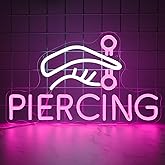 AUGELRE Piercing Neon Sign, Tattoo Neon Signs for Wall Decor, Dimmable Led Signs for Bedroom, Light Up Signs for Tattoo Salon Studio Ear Body Piercing Shop Business Decoration