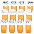Plastic Medicine Pill Bottles with Child Resistant Caps - Push Down and Turn - Prescription Vial, Medicine Container, Pill Cases Dispenser Organizers (12pcs, 40 Dram)