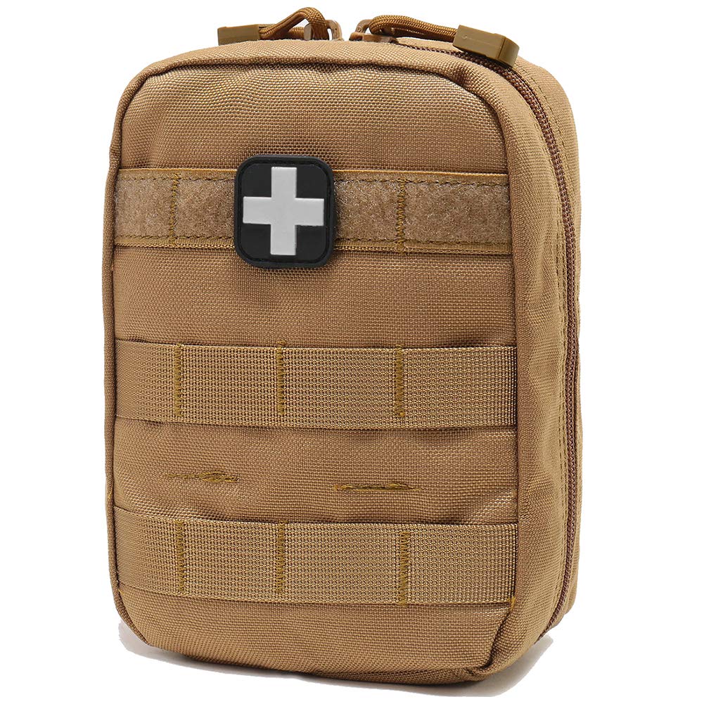 Photo 1 of Carlebben EMT Pouch MOLLE Ifak Pouch Tactical MOLLE Medical First Aid Kit Utility Pouch (With Medical Supplies Tan)