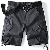 AKHIKING Camo Cargo Shorts for Men Cotton Casual Wild Outdoor Work Relaxed Fit Shorts with Multi-Pockets