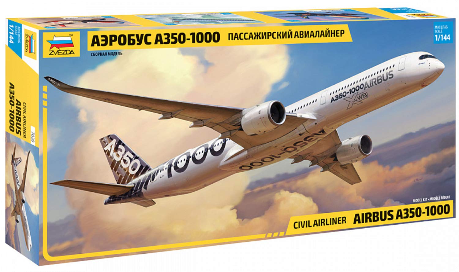 Zvezda 530007020-1:144 Airbus A350-1000 Plastic Kit Model Kit Assembly Kit for Beginners Detailed